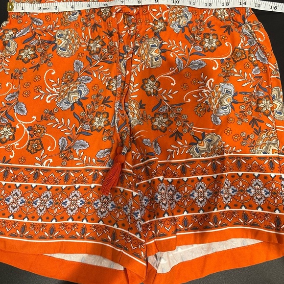 J. Jill Soft Rayon Twill Orange Boho Floral Shorts, XS - Picture 9 of 12